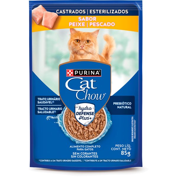 Sachê Cat Chow Gatos Castrados Peixe 85g