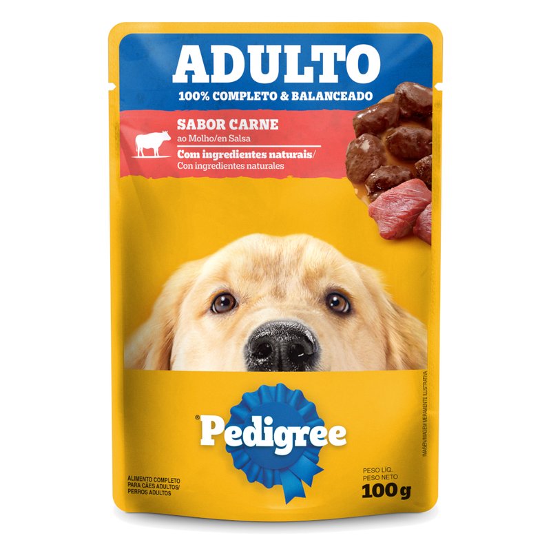 Sachê Pedigree Cães Adultos Raças Médias Carne 100g